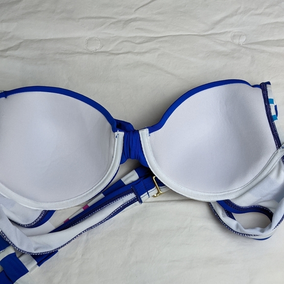 ☀️Liz Claiborne NWT bikini top 12 striped blue - Picture 5 of 16